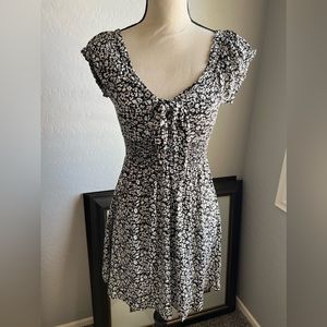 Floral Print Black and White Dress